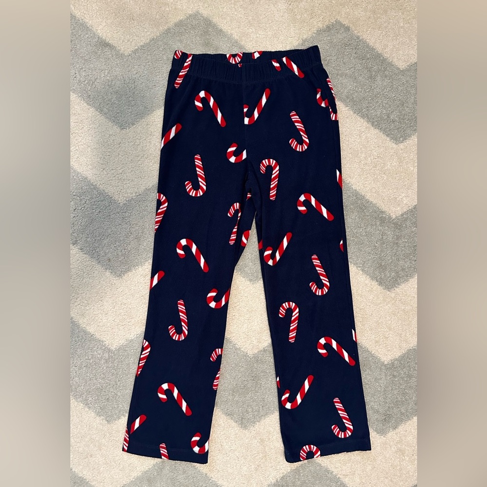 Candy Cane Fleece Kids Pajama Pants - Large